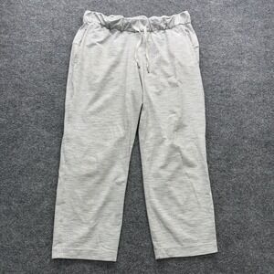 Lululemon Women Gray Striped Crop Pants Elastic Waist Drawstring Athletic